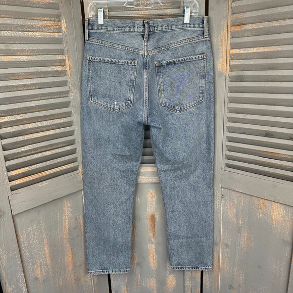 AGOLDE Riley High-Rise Straight Cropped Distressed Jeans Escalate Sz 29 - Picture 11 of 13